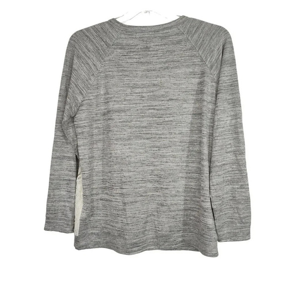 RXB White Heather Grey Lace Knit Top Shirt Women Size L Long Sleeve - Picture 4 of 9